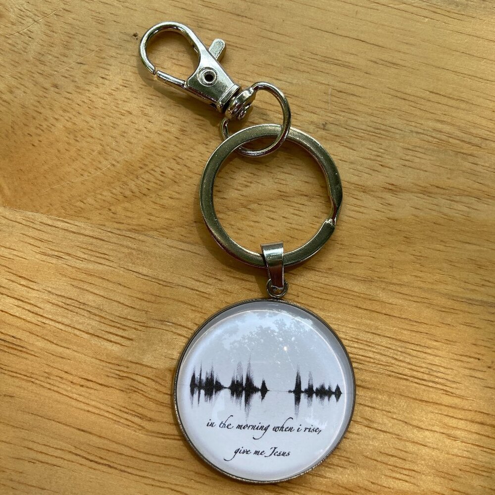 NEW In The Morning Soundwave Steel Keychain 1.18in Christian Hymn Minimalist